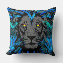 Blue Lion Head - Lion Face Sierkussen