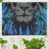 Blue Lion Head - Lion Portrait - Lion Face Theedoek (Gevouwen)