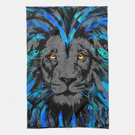 Blue Lion Head - Lion Portrait - Lion Face Theedoek (Verticaal)