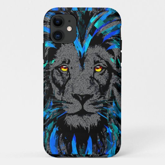 Blue Lion Head - Lion Portrait - Lion iPhone Case (Achterkant)