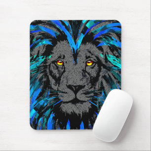 Blue Lion Head - Lion Portrait - Lion Mousepad Muismat