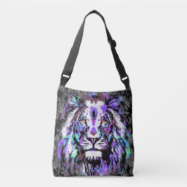 Blue Lion Head - Realistic Lion Artwork - Wildlife Crossbody Tas