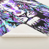 Blue Lion Head - Realistic Lion Sherpa Blanket Deken (3/4)