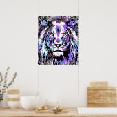 Blue Lion Head - Realistisch Poster met lionzijde (Keuken)