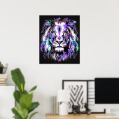Blue Lion Head - Realistisch Poster met lionzijde  (Thuiskantoor)