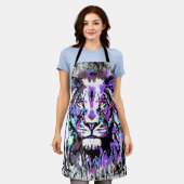 Blue Lion Head - Realistisch Schort Lion Face (Gedragen)