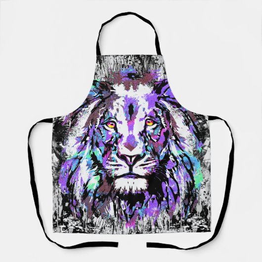 Blue Lion Head - Realistisch Schort Lion Face (Voorkant)