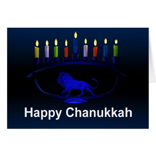 Blue Lion Menorah (Voorkant Horizontaal)