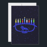 Blue Lion Menorah<br><div class="desc">Hij is uitgerust met een leeuwengemetselde Chanoekah-menorah met alle acht kaarsen en het verbranden van de shamash. Chanoeka is het mid-winter "Festival of Lights".</div>