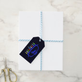 Blue Lion Menorah Cadeaulabel (Met Touw)