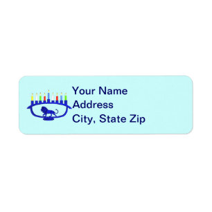 Blue Lion Menorah Etiket