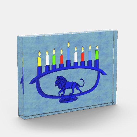 Blue Lion Menorah Fotoblokken (Links)