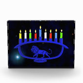 Blue Lion Menorah Fotoblokken (Voorkant)