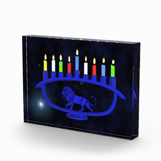 Blue Lion Menorah Fotoblokken (Rechts)