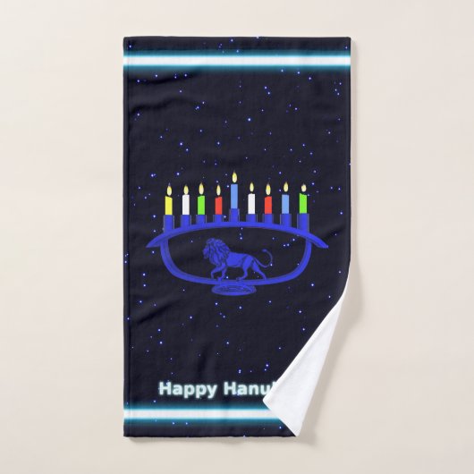 Blue Lion Menorah Handdoek (Handdoek)