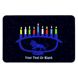 Blue Lion Menorah Magneet