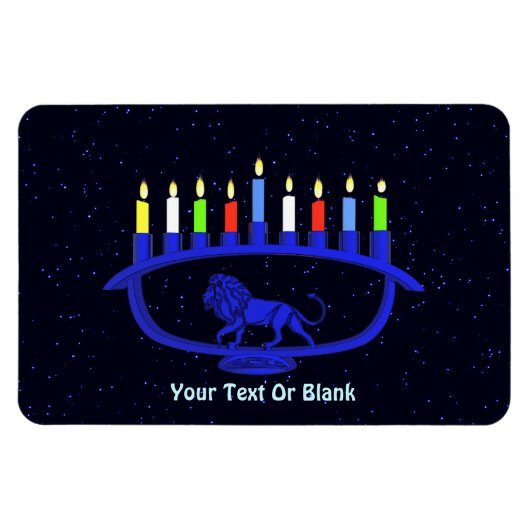 Blue Lion Menorah Magneet (Horizontaal)