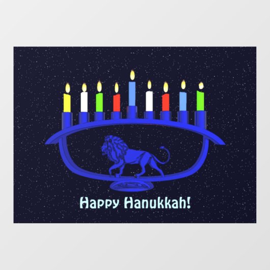 Blue Lion Menorah Raamsticker (Vel)