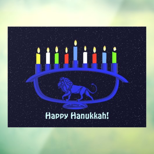 Blue Lion Menorah Raamsticker (Vel 3)