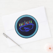 Blue Lion Menorah Ronde Sticker (Envelop)