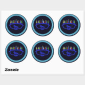 Blue Lion Menorah Ronde Sticker (Vel)