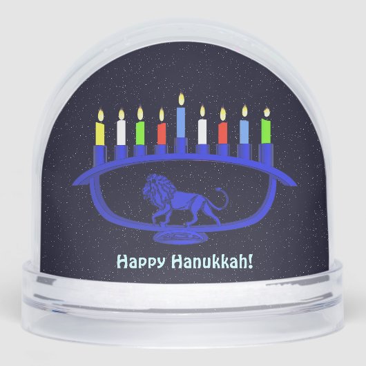 Blue Lion Menorah Sneeuwbol (Voorkant)