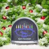 Blue Lion Menorah Sneeuwbol (Kerstmis)