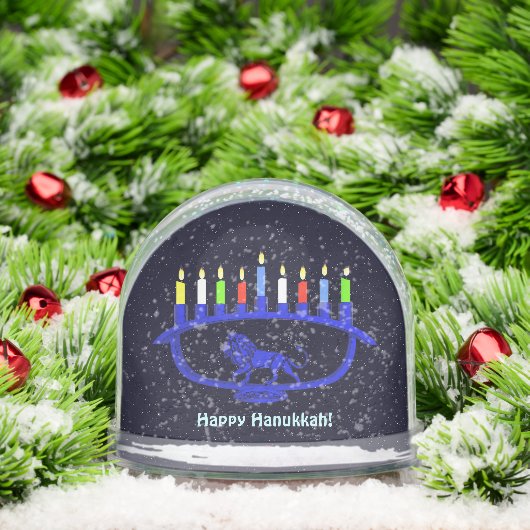 Blue Lion Menorah Sneeuwbol (Kerstmis)