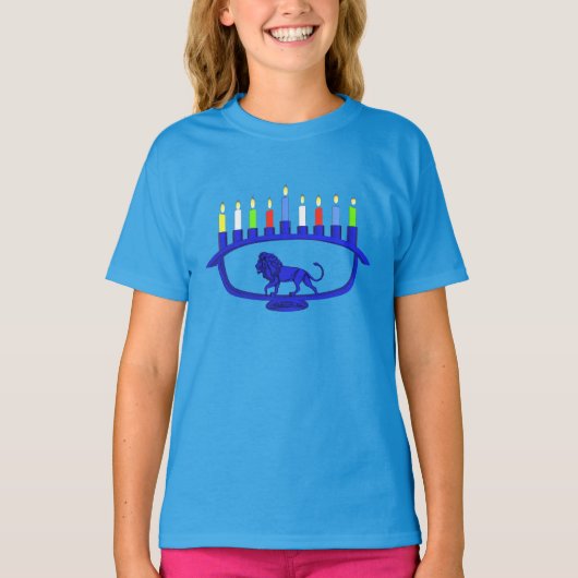 Blue Lion Menorah T-shirt (Voorkant)