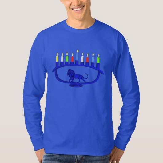 Blue Lion Menorah T-shirt (Voorkant)