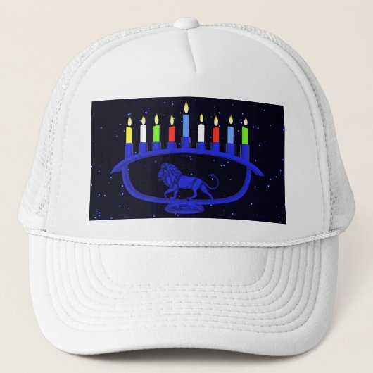 Blue Lion Menorah Trucker Pet (Voorkant)