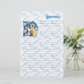 Blue Lion Monogrammed Letter L Lined Briefpapier (Staand voorkant)