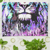 Blue Lion Portret Tekening - Lion Kitchen Towel Theedoek (Gevouwen)