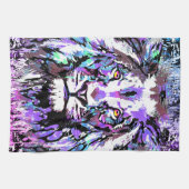 Blue Lion Portret Tekening - Lion Kitchen Towel Theedoek (Horizontaal)