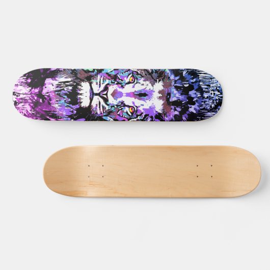 Blue Lion Skateboard - Lion Face Portret Tekening (Horizontaal)