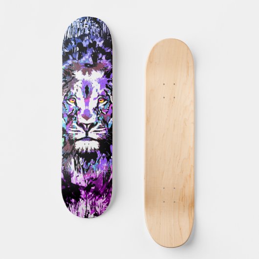 Blue Lion Skateboard - Lion Face Portret Tekening (Voorkant)