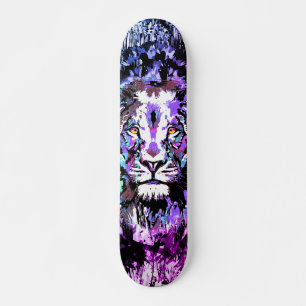 Blue Lion Skateboard - Lion Face Portret Tekening