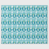 Blue Lions Blauw en Wit Gingham Wrap Papier (Vlak)