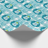 Blue Lions Blauw en Wit Gingham Wrap Papier (Hoek)