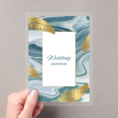 Blue Liquid Marble Wedding Invitation | Premium El Acryl Uitnodigingen (Insitu (Draagbaar))