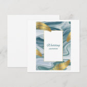 Blue Liquid Marble Wedding Invitation | Premium El Kaart (Voorkant / Achterkant)
