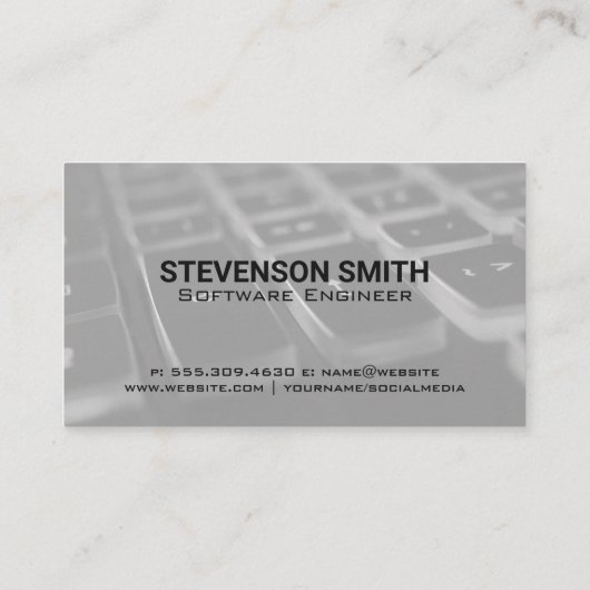 Blue Lit-toetsenbord | Programmeercode Visitekaartje (Achterkant)