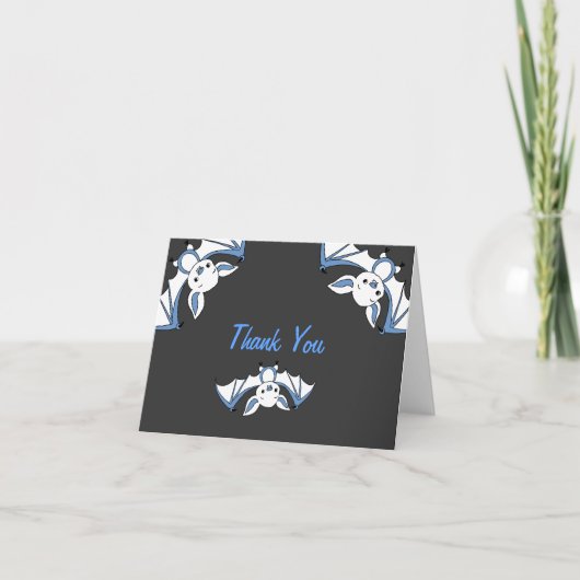 Blue Little Bat Baby shower Dank u opmerkingen Bedankkaart (Voorkant)