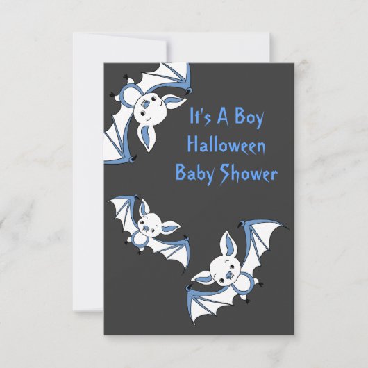 Blue Little Bat Baby shower Invitation Cards Kaart (Voorkant)