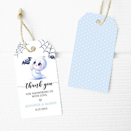 Blue Little Boo Baby Ghost Boy Shower Bedankt Cadeaulabel