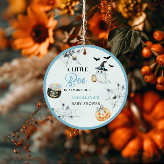 Blue Little Boo Baby shower Bedankjes Labels