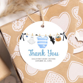 Blue Little Boo Baby shower Ronde Bedankjes Labels