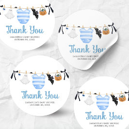 Blue Little Boo Baby shower Ronde Sticker