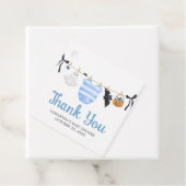 Blue Little Boo Baby shower Square Bedankjes Labels (In situ)