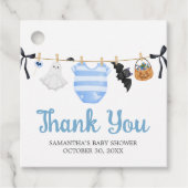 Blue Little Boo Baby shower Square Bedankjes Labels (Voorkant)